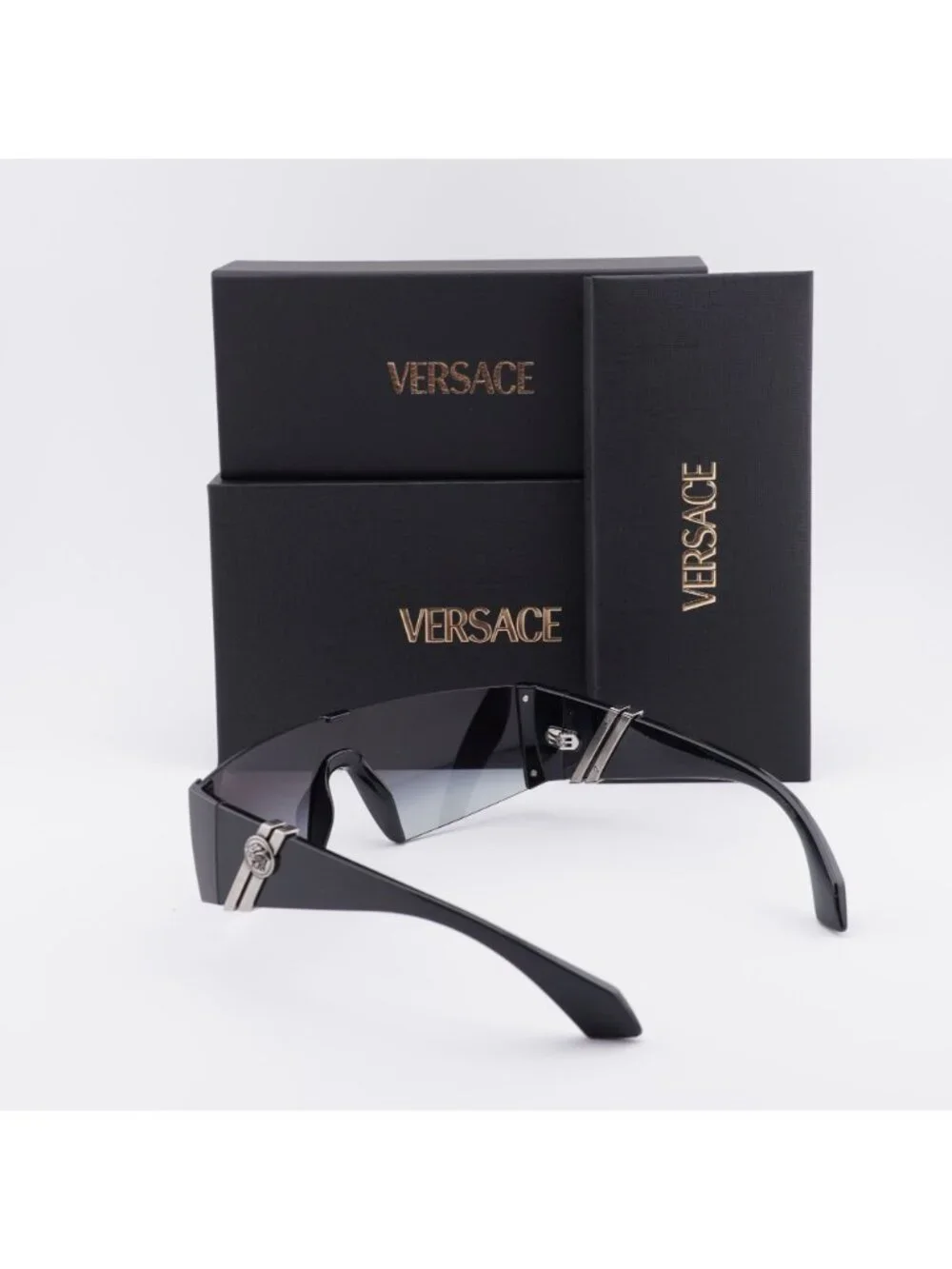 Versace VE4516 GB1/8G Shield Sunglasses – Black / Grey